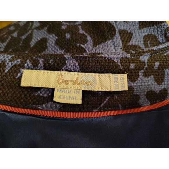 Boden Size 16 Navy Blue, Black Flower Textured Fabric, Modest Secretary, Cotton - Picture 4 of 6